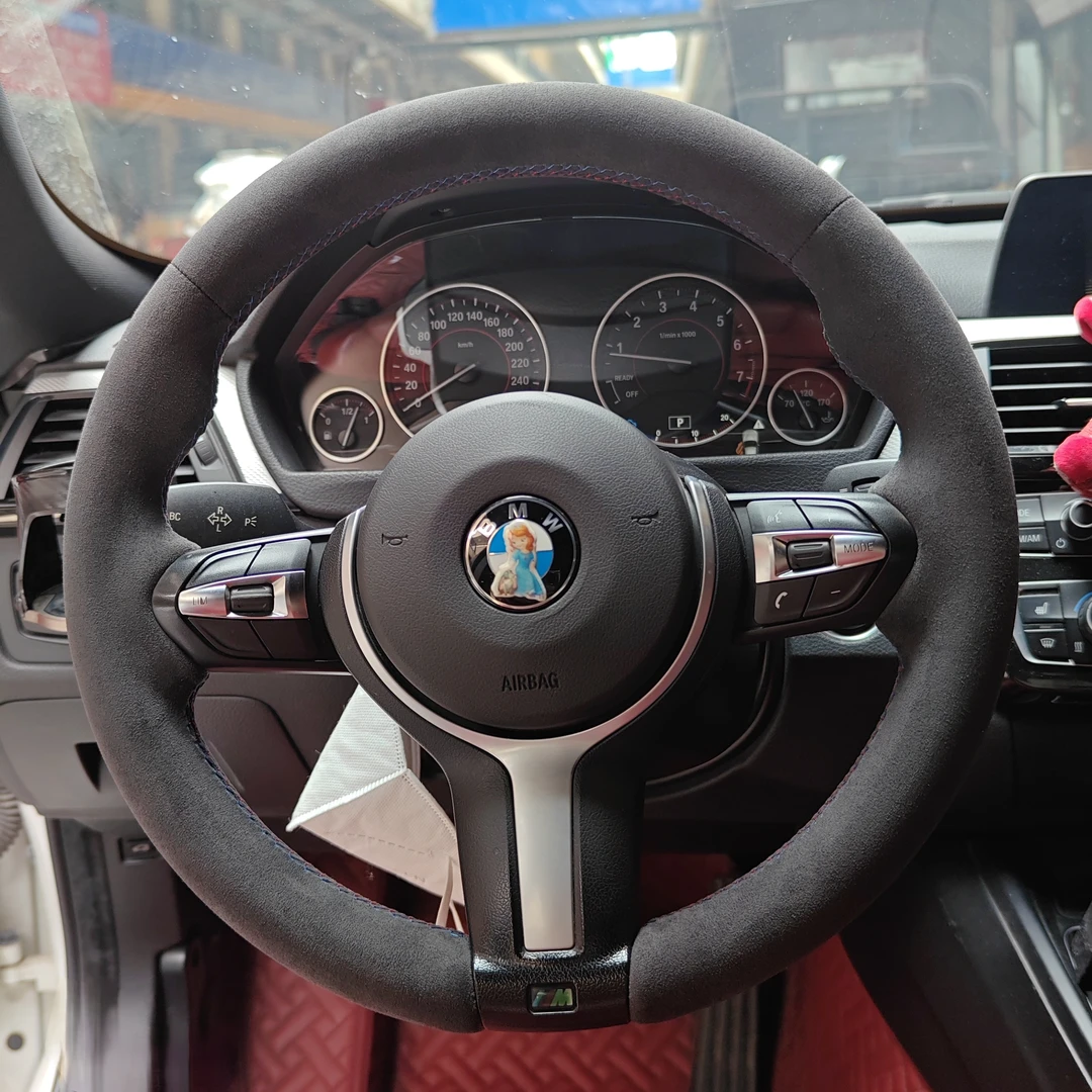 专车专用手缝方向盘套进口材质翻毛皮不起球不掉毛方向盘套网红款