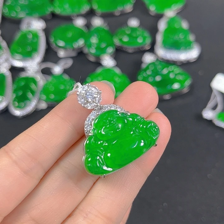 翡翠银S925镶嵌吊坠(不含链)