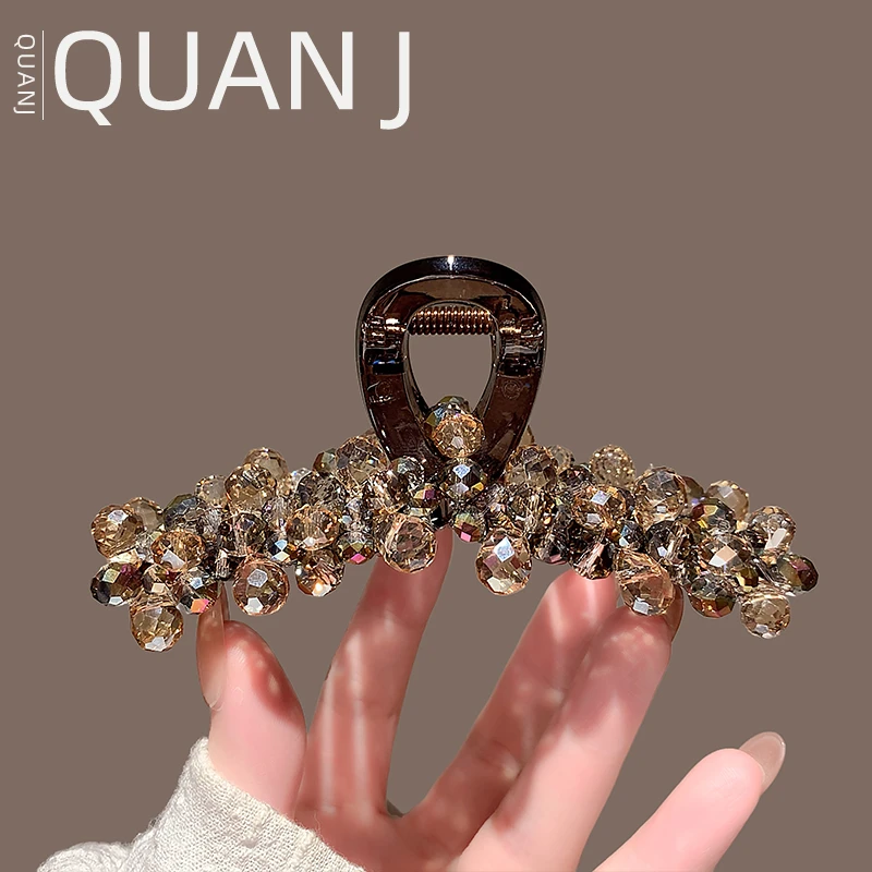 2025新款韩式时尚水晶抓夹女气质后脑勺全盘发鲨鱼夹头饰