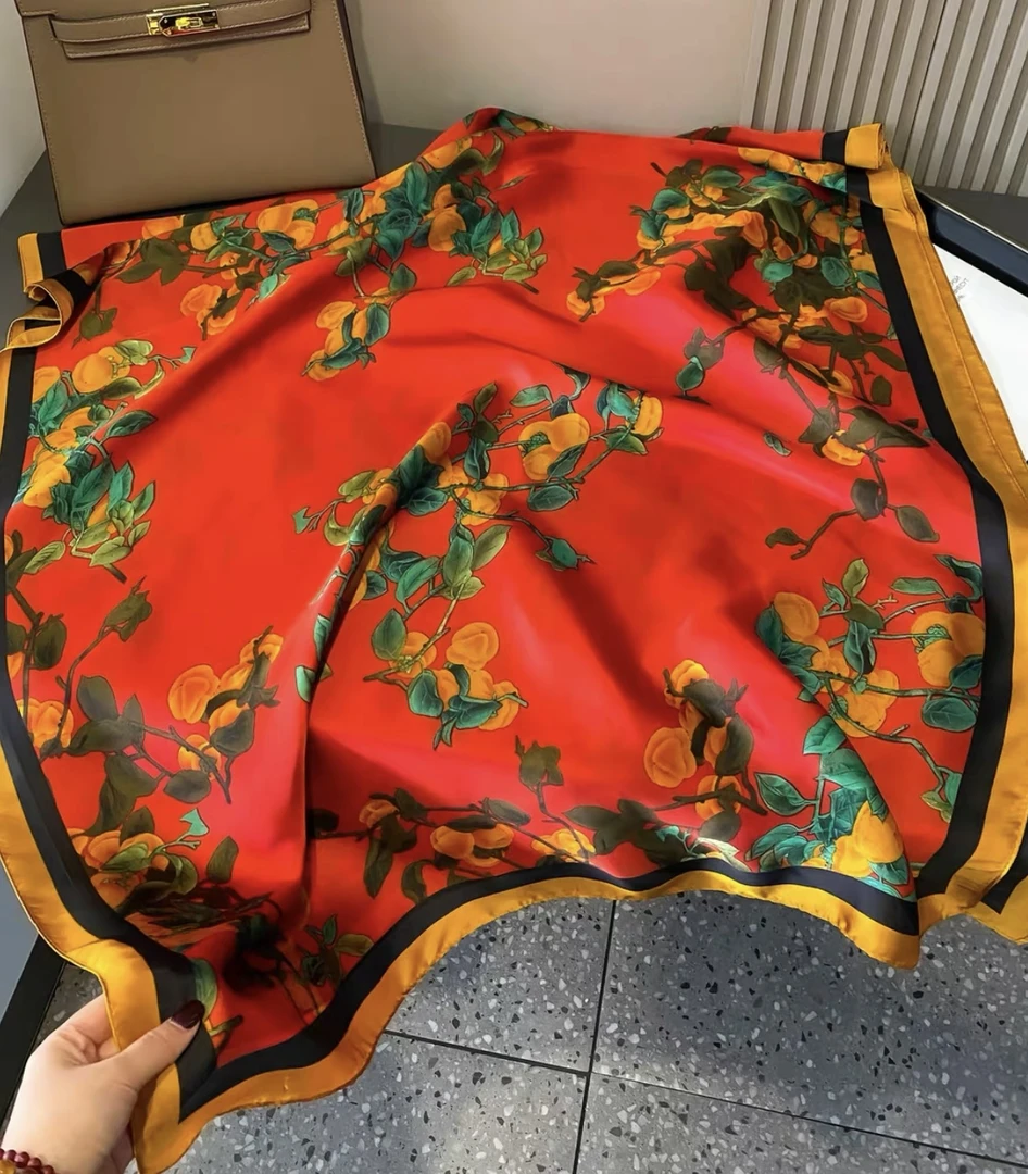 1-277 柿柿如意 丽景段90X180左右丝巾长巾