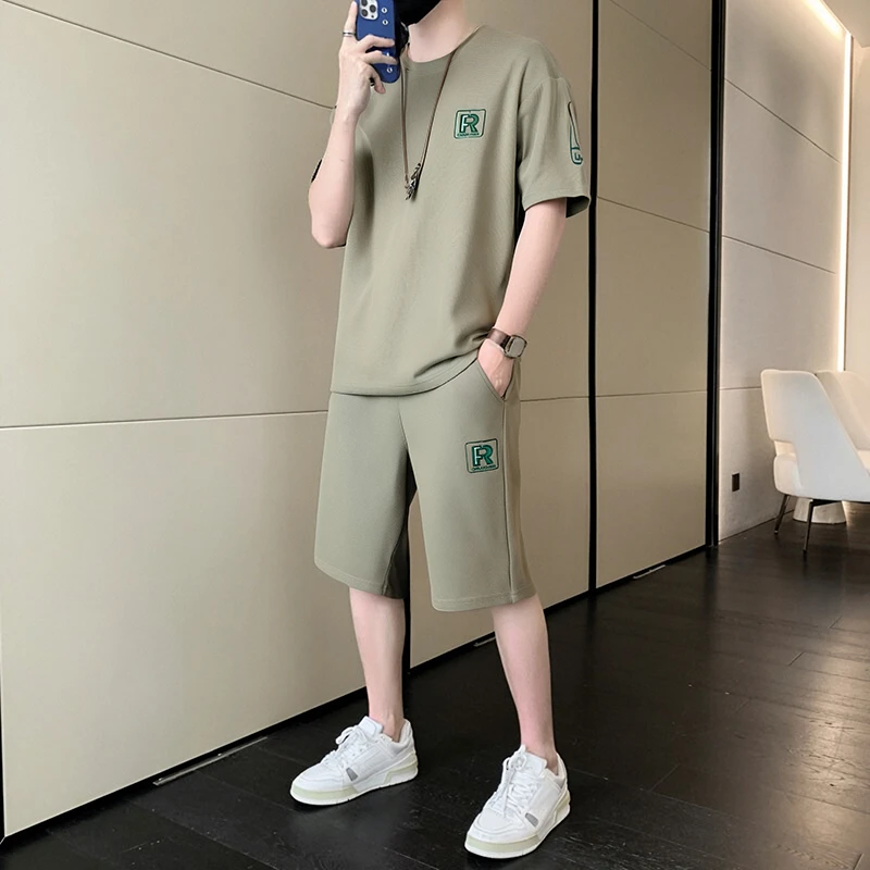 速干夏装休闲短袖男士运动套装运动服夏季薄款半袖上衣短裤两件套