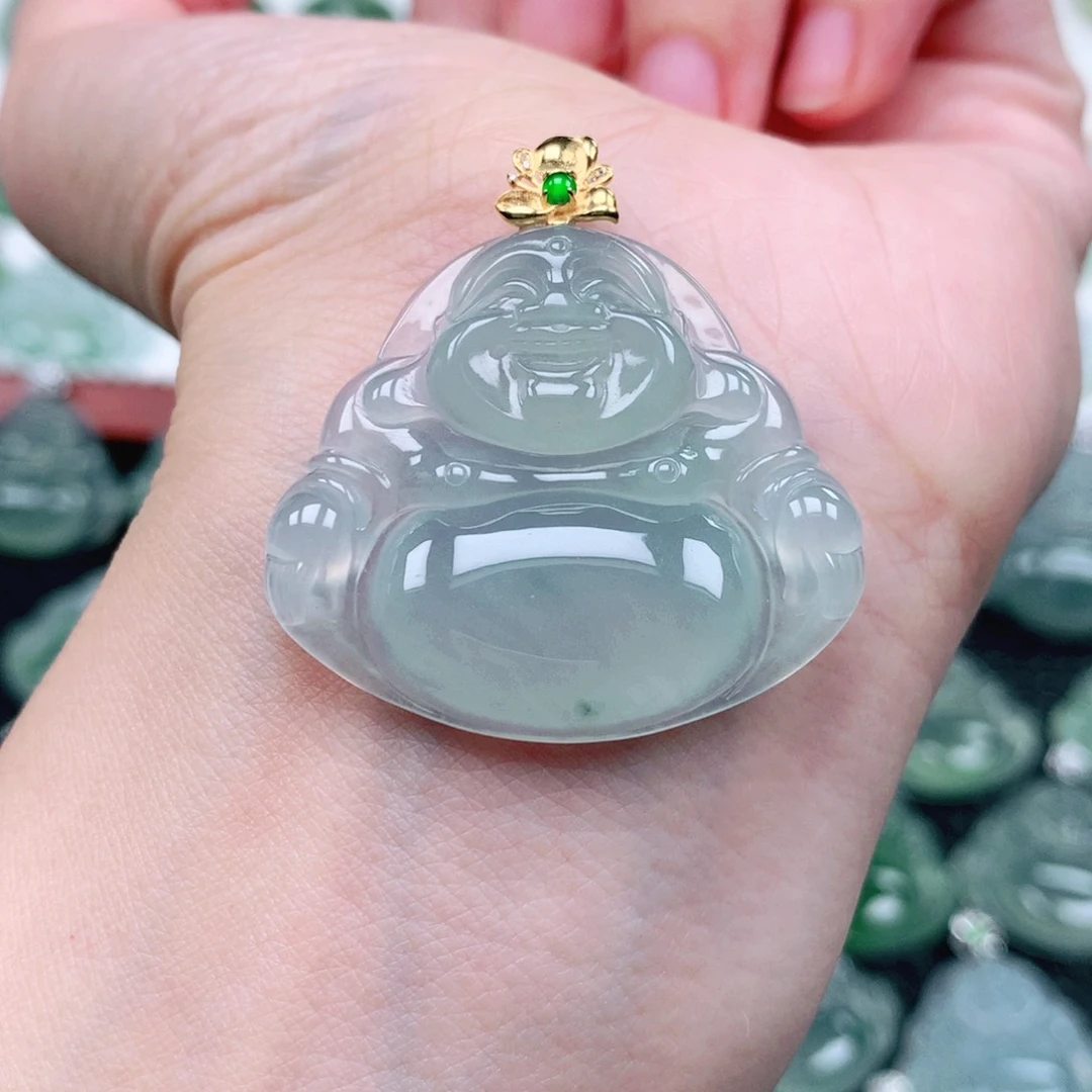 吊坠(不含链)18K金镶嵌翡翠