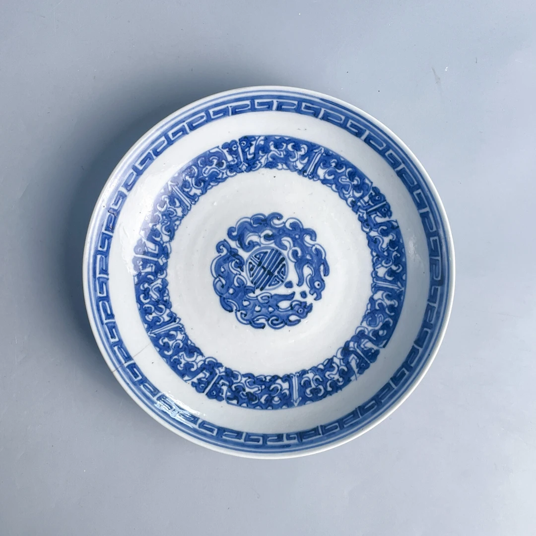 清乾隆青花夔龙纹盘-M25IC001189