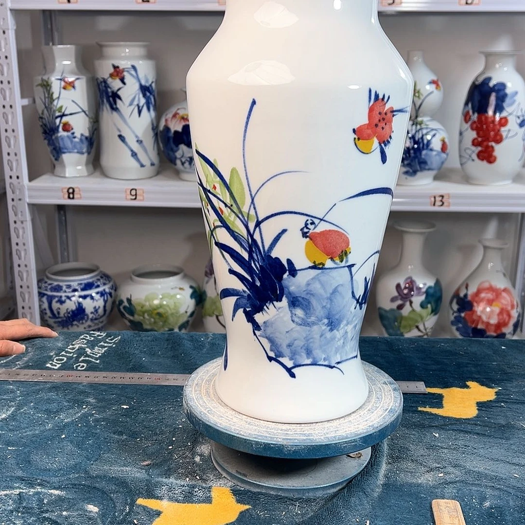 摆件景德镇陶瓷大鱼玉牡鸟