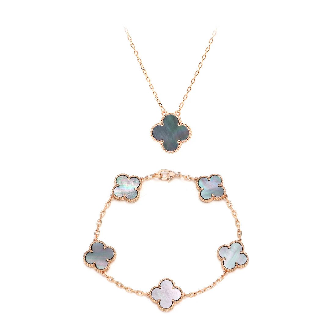 Tender Jinger 925银手链 【幸运草系列-灰贝款】手链项链经典百搭