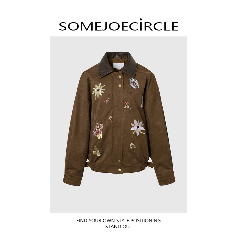 SOMEJOECIRCLE【小朱】钟楚曦同款25秋季新款休闲刺绣外套女Z7293