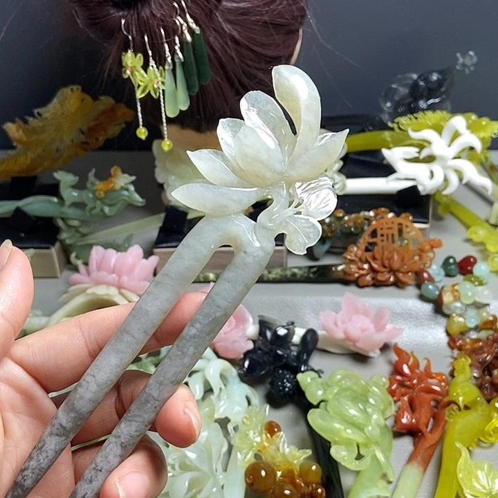 岫玉未镶嵌发簪发簪