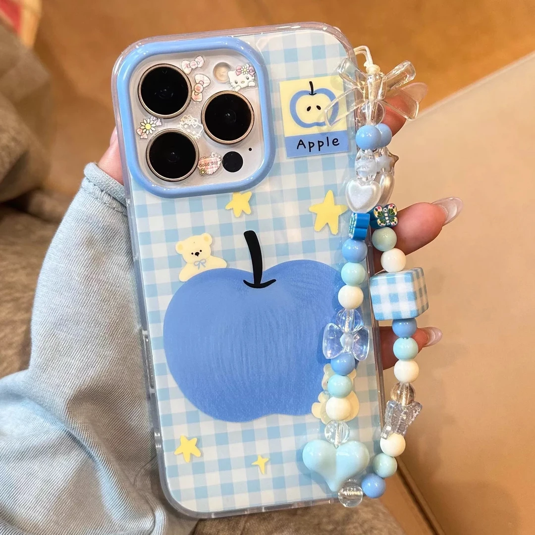 ins蓝苹果适用iphone苹果16/15pro手机壳华为vivo小米15oppo新款