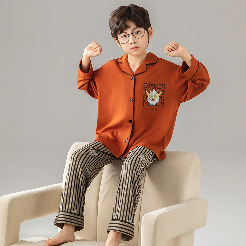 2025新款儿童睡衣中大童男童纯棉春秋装卡通宝宝青少年家居服套装