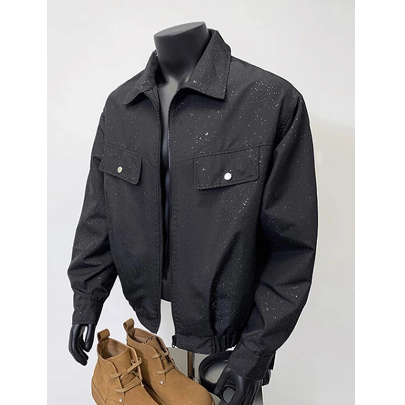 满天星bomber飞行夹克外套男春秋美式复古高级感痞帅工装翻领夹克