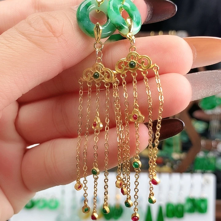 翡翠银S925镶嵌耳饰耳饰