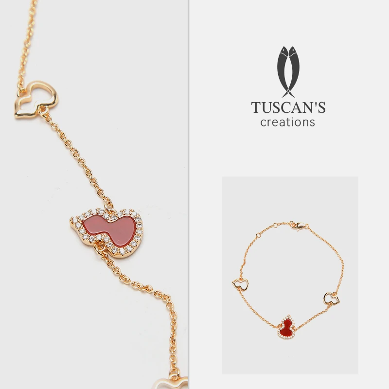 铜合金手链 TUSCAN'S 铜合金手链 高级感红色葫芦轻奢女士手链