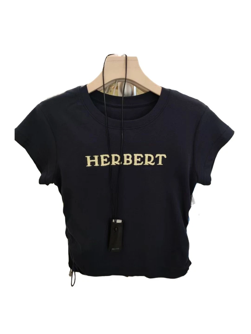 8608新款夏季休闲百搭短袖T恤字母带挂件显瘦