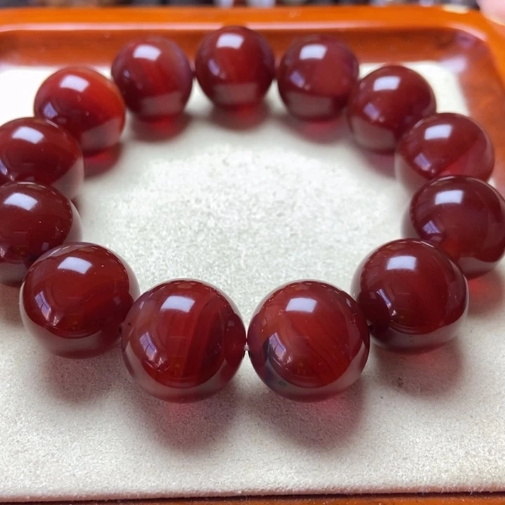 玛瑙/玉髓未镶嵌手串酒红缠丝