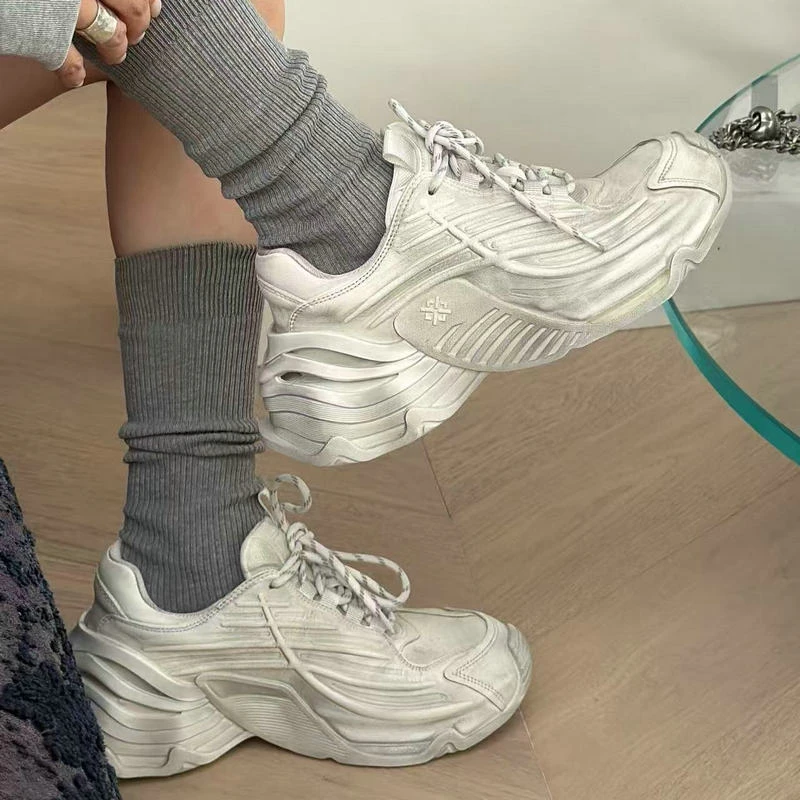 诗歌兰真皮复古擦色厚底休闲老爹鞋运动鞋6170-9