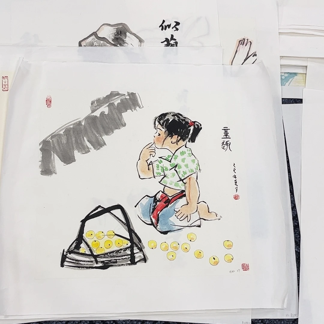 国画陈敏老师三尺斗方人物奇