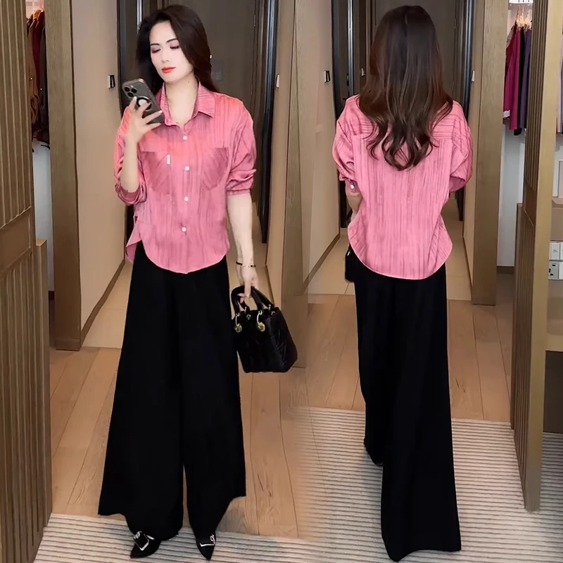 时尚衬衫女2025春季新款洋气质百搭遮肚宽松显瘦长袖衬衣小衫上衣