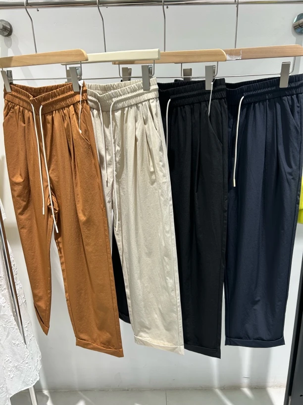 夏季美式弯刀直筒长裤潮流时尚松紧腰休闲裤夏季