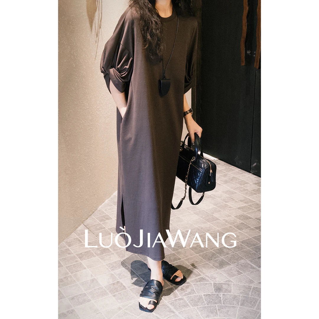 莫代尔醋酸混纺舒适显瘦时髦艺术百搭连衣裙LUOJIAWANG|手冲夜曲|