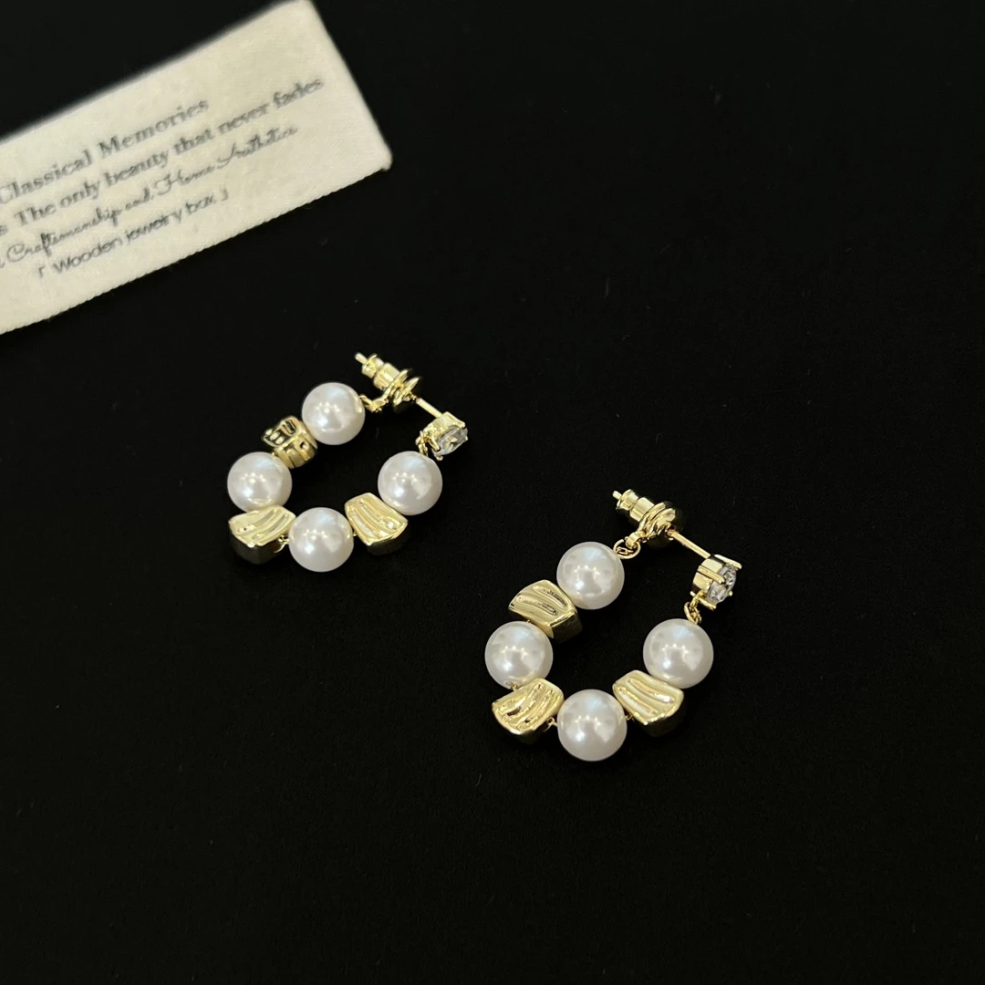 铜合金仿珍珠耳饰 时髦高级珠珠前后戴耳环2387