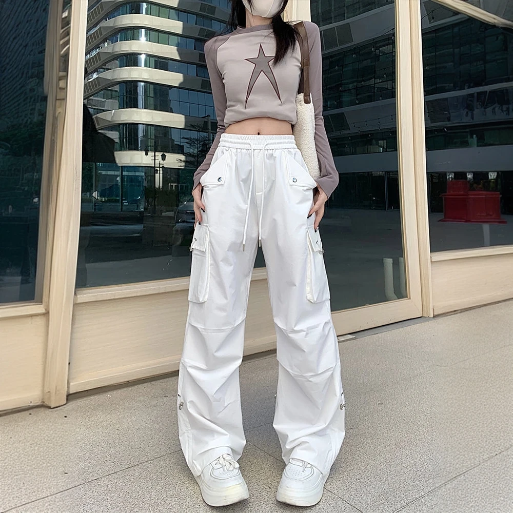 夏季男女同款爵士舞美式工装裤2025新款小个子又酷又飒休闲阔腿裤