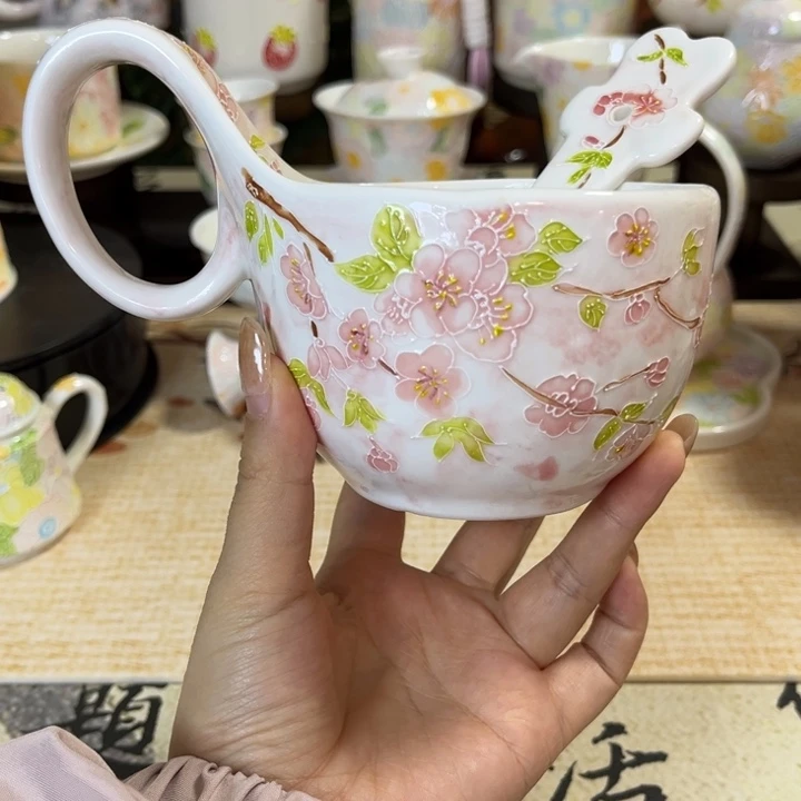 陶瓷便携款桃花早餐碗