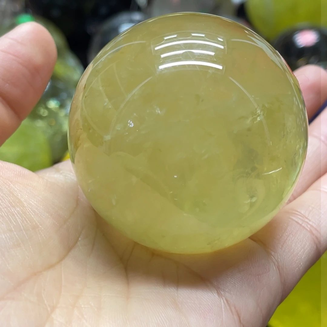 未镶嵌珠宝半成品水晶MM黄水晶球C1809