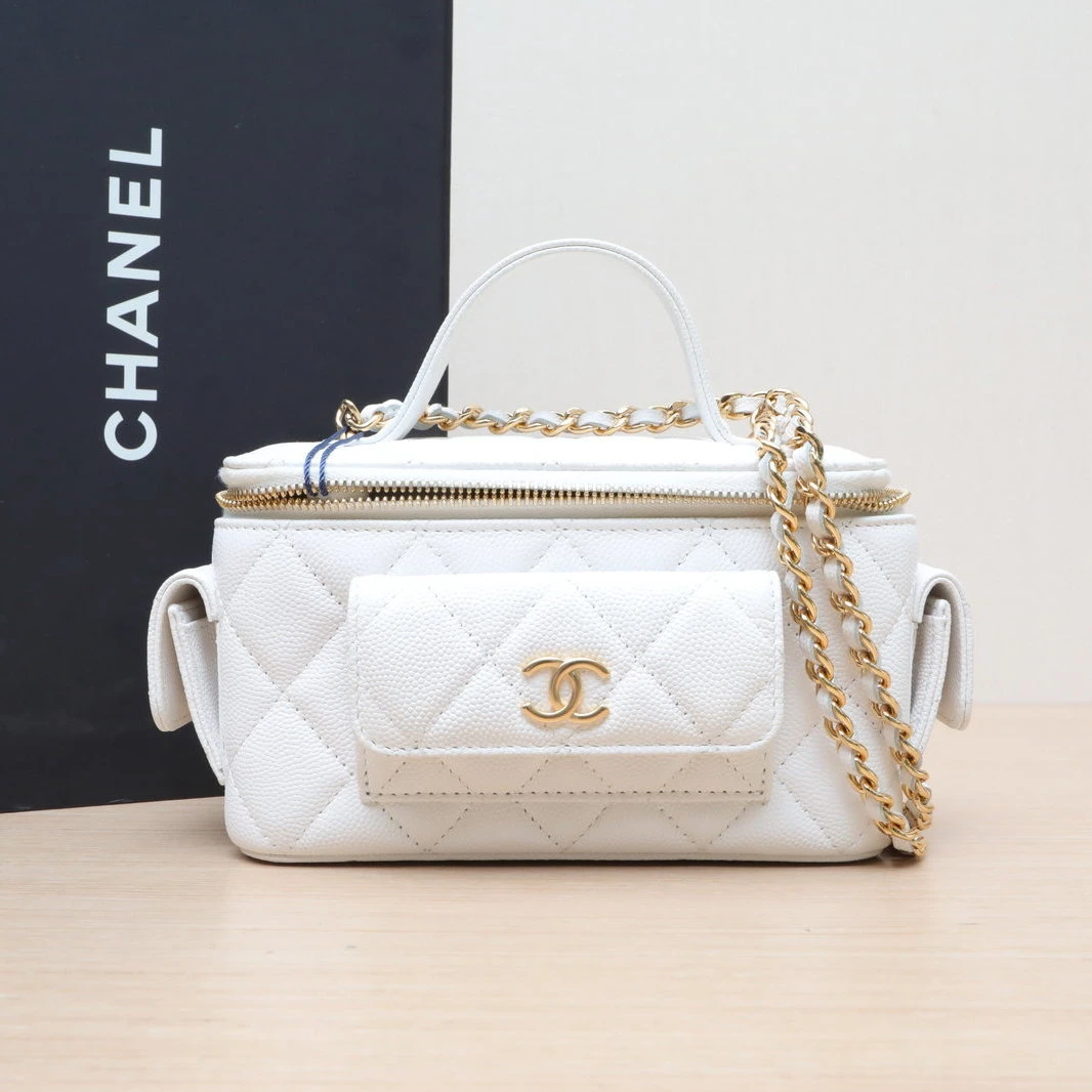 99新 Chanel/香奈儿 【双双】23B 长盒子化妆包 带镜子 17cm