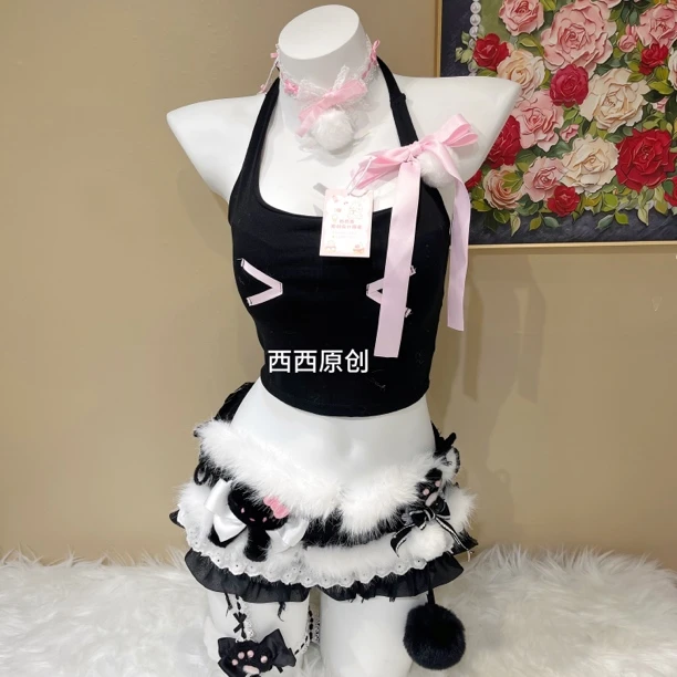 原创西西DD-70手作款夏季韩版可爱性感吊带辣妹日系甜美牛仔裤