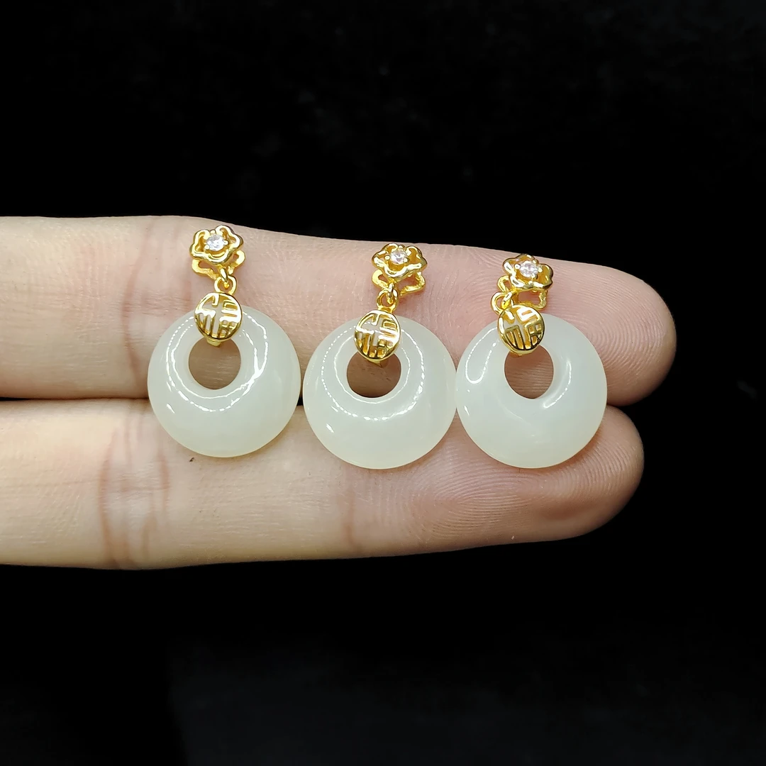 【老三珠宝】925银和田玉公主扣吊坠赠链【多样性发其一】约14-4mm