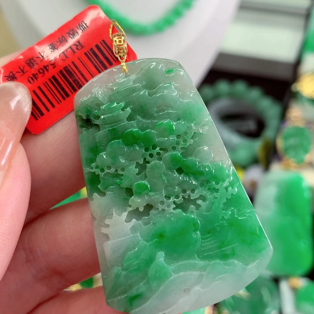 翡翠18K金镶嵌吊坠(不含链)