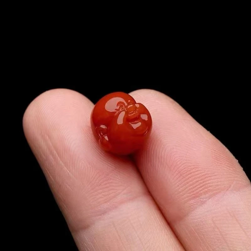 天然瓦西柿子红笑佛18+mm 1颗玛瑙DIY配件多样性发其一