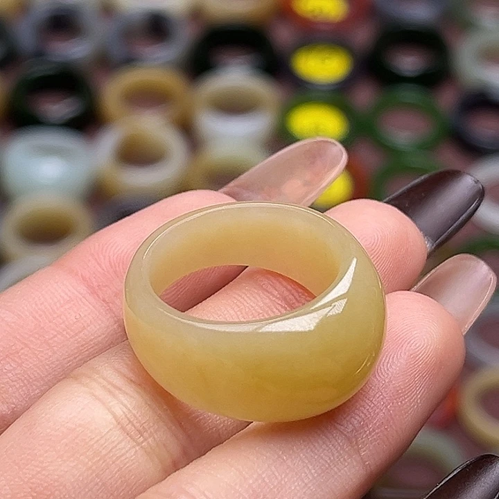 和田玉未镶嵌戒指18.7蜂蜜柚子糖