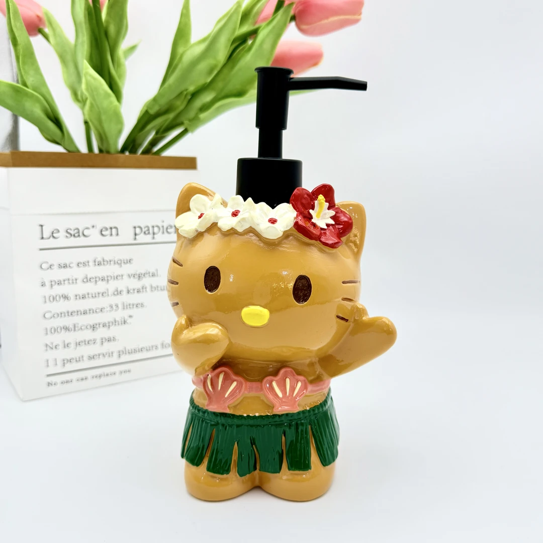 夏日限定款Hello Kitty黑皮草裙按压分装瓶乳液瓶洗手液沐浴露
