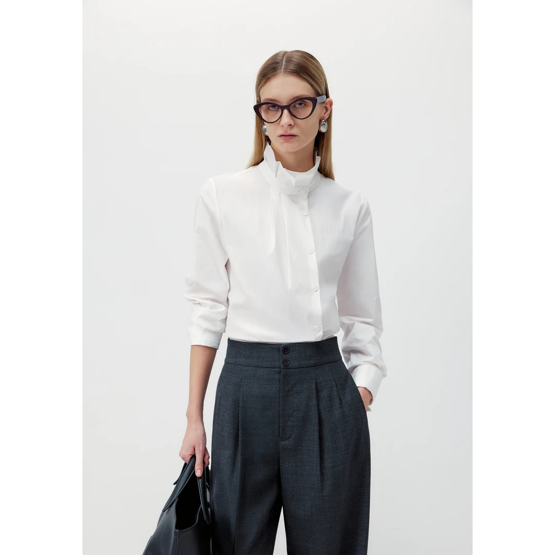 LYNEE【予光】花瓣立领花式上衣不规则衬衫LGD2FAW039/AW040