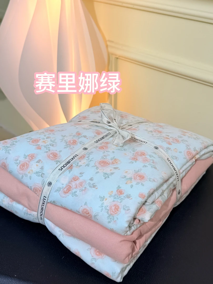新款双层纱小清新柔软舒适印花条纹学生宿舍四件套