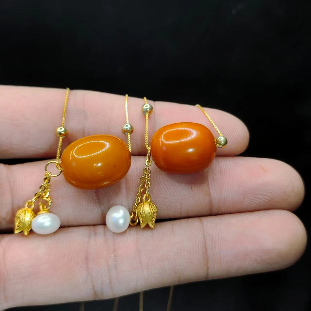 【康康严选】S925银蜜蜡枣珠吊坠赠链GL【多样性发其一】约15-12mm+