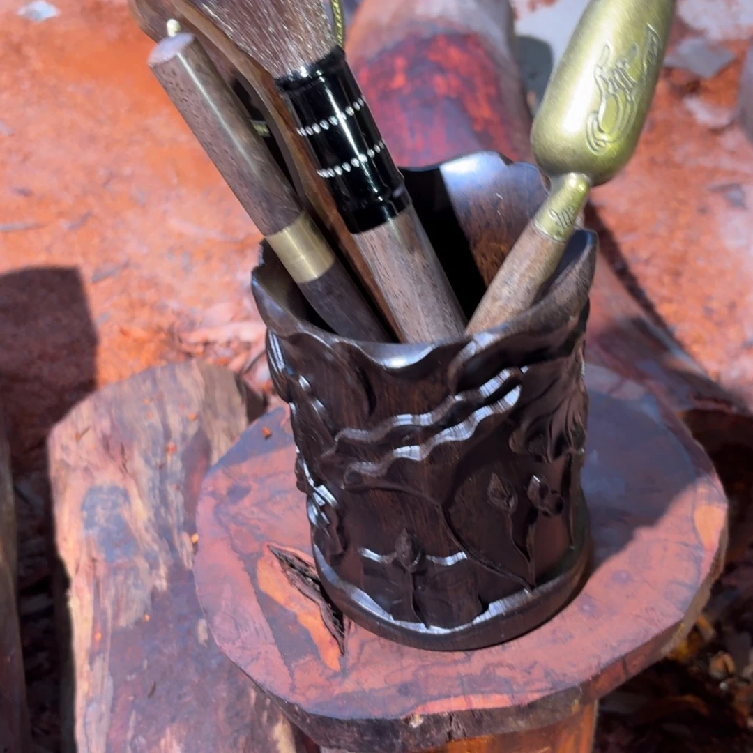 天***蓝风车木（黑檀木）笔筒六件套