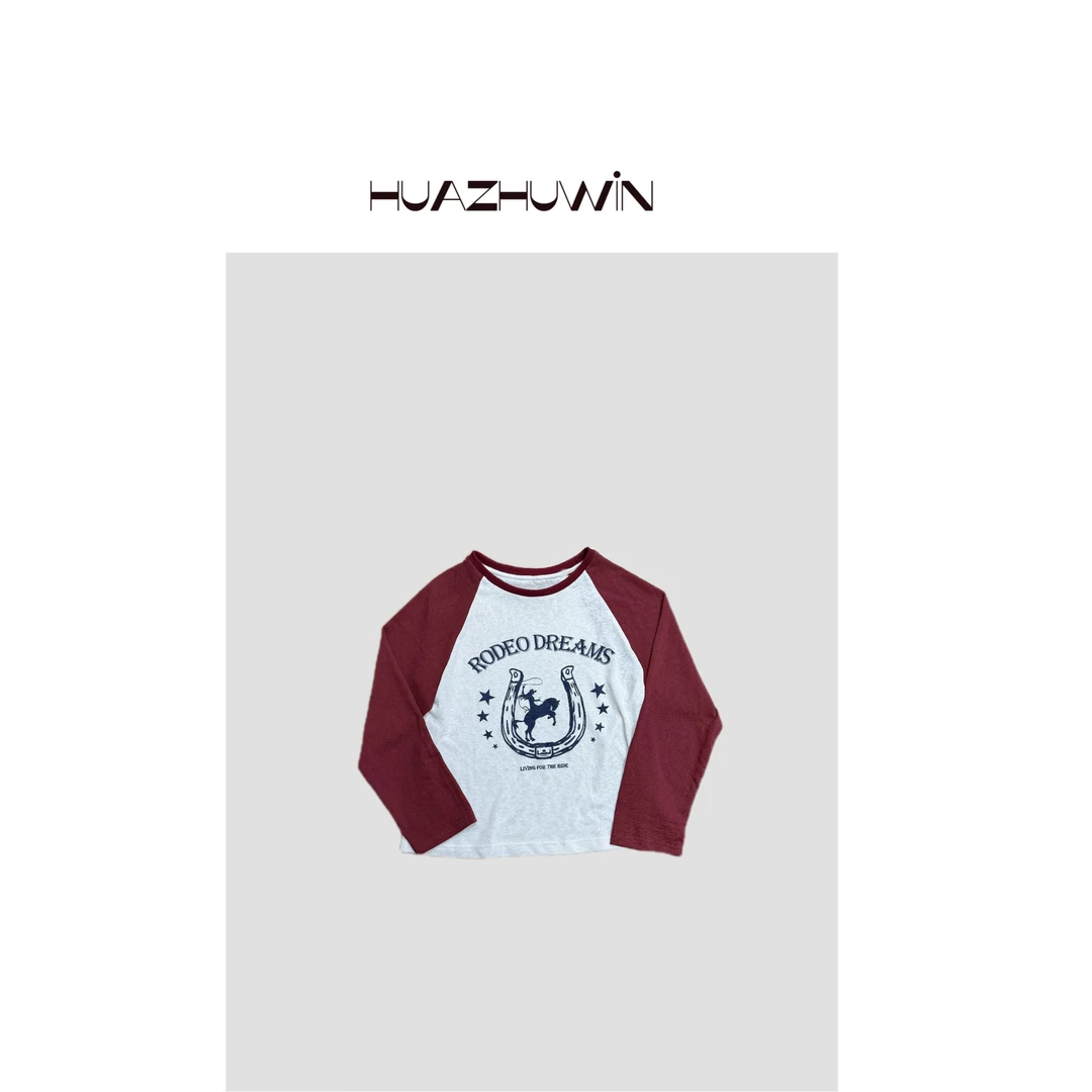 HZ-私服款美式亚麻撞色长袖T