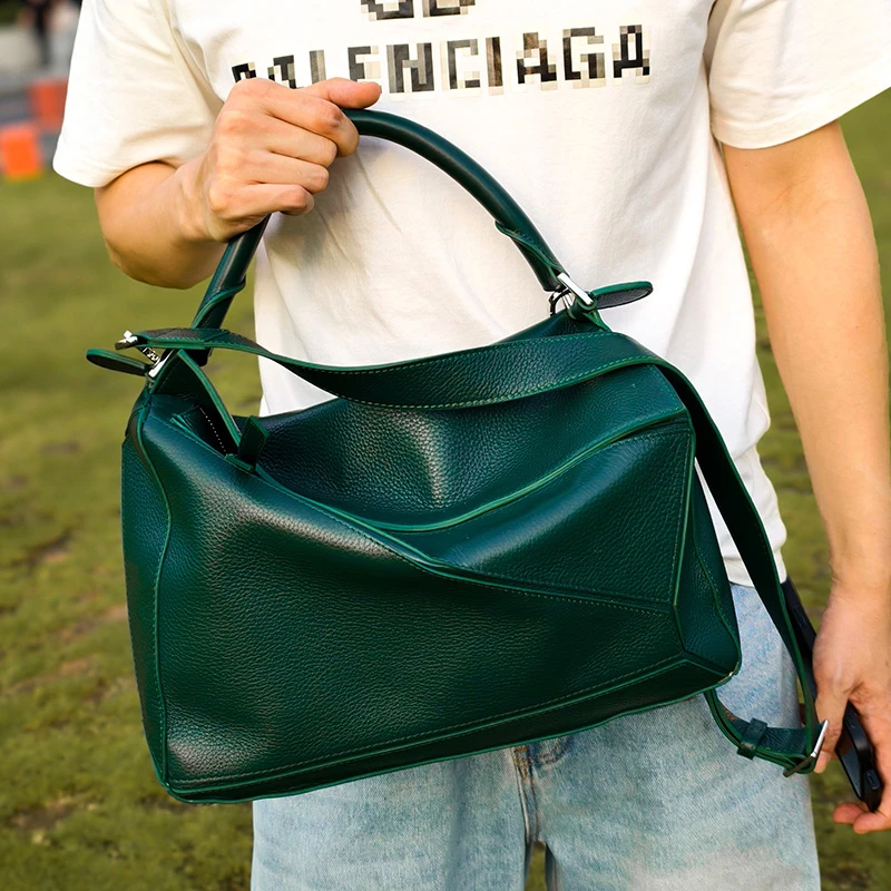 【大号】经典款几何拼图包男女单肩包斜挎包手拎手提包PB6817