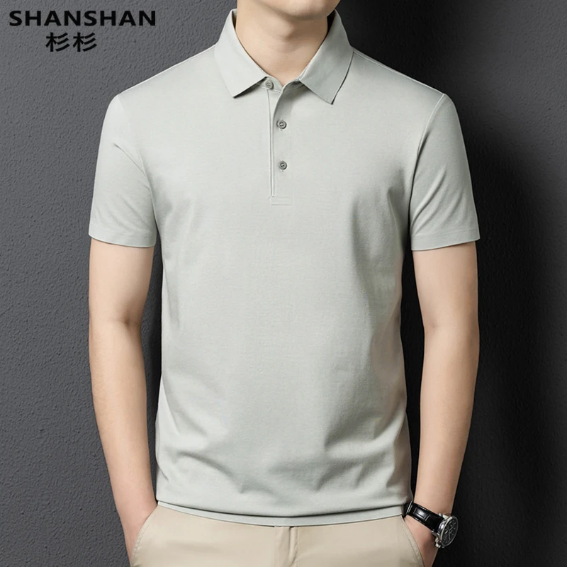 SHANSHAN/杉杉夏季男士耐磨耐穿休闲T恤舒适简约纯色宽松POLO衫