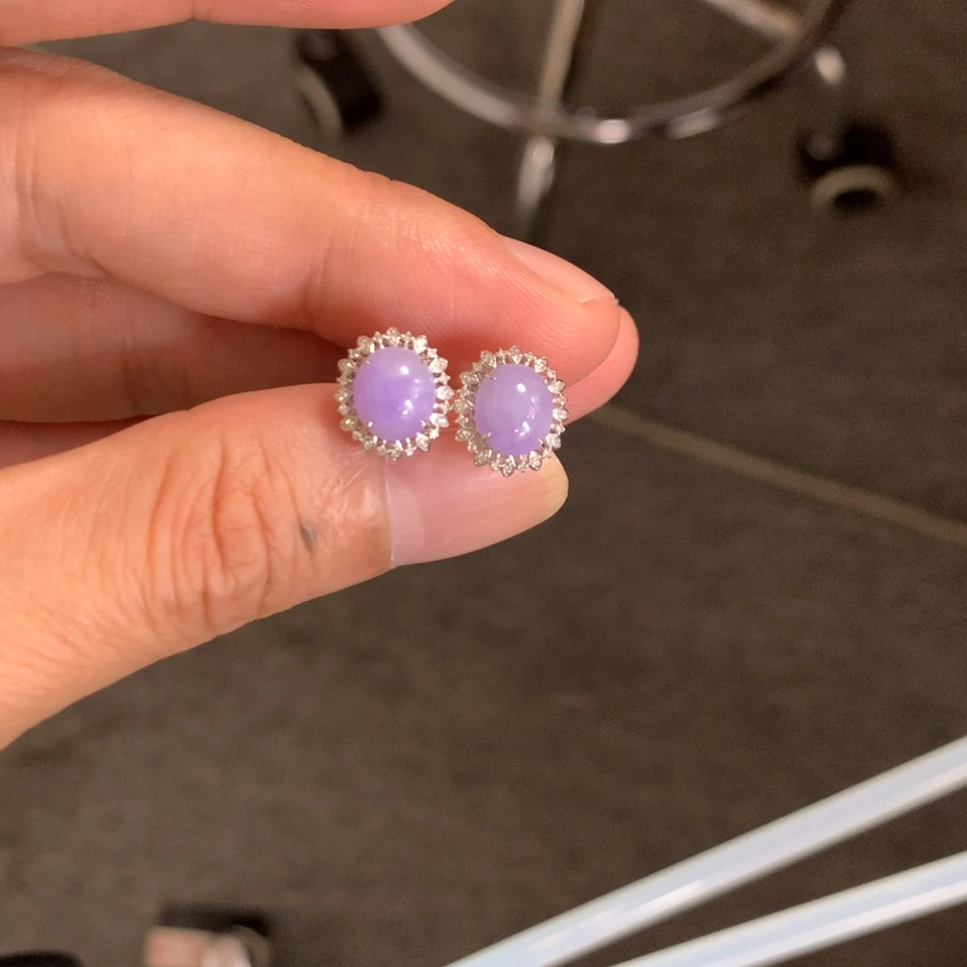 翡翠18K金镶嵌耳饰翡翠