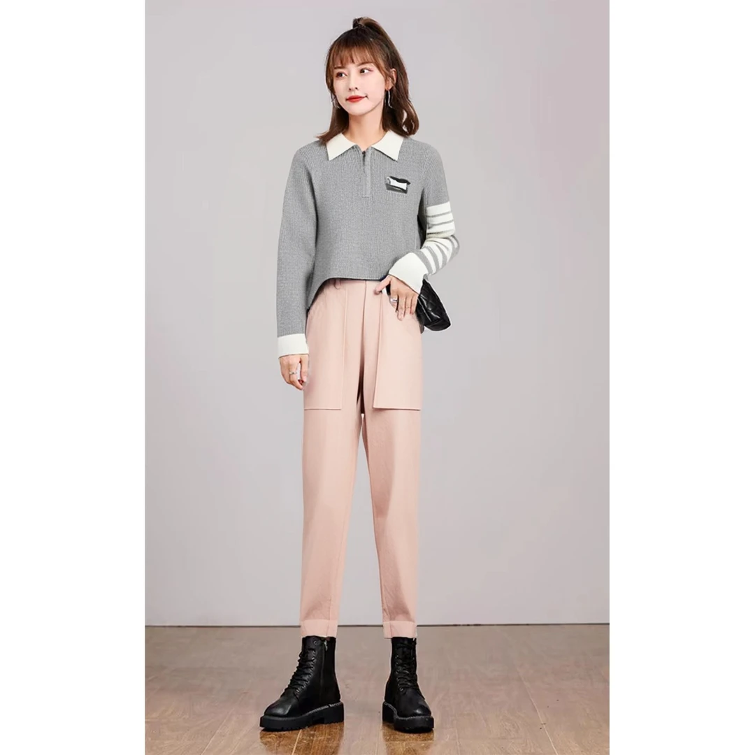 Basic House/百家好简约百搭女式长裤 BJ2528-HWPT320BLP