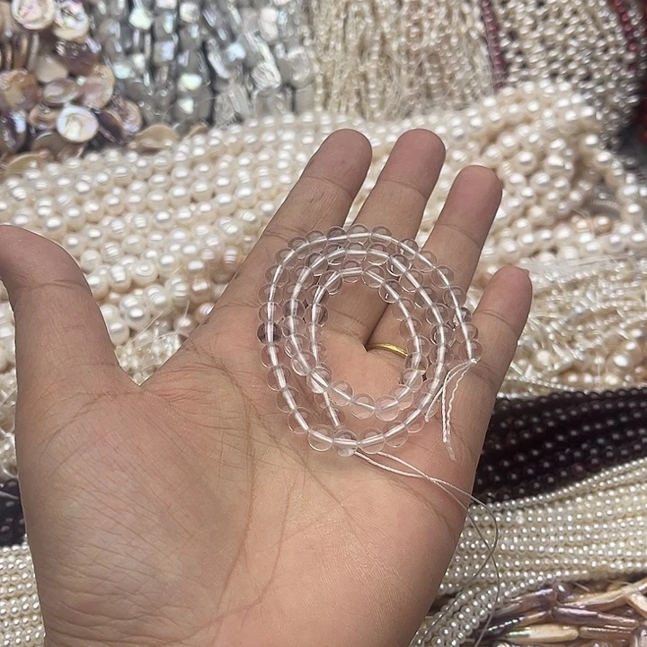 玛瑙/玉髓未镶嵌珠宝半成品一条6mm净体白水晶