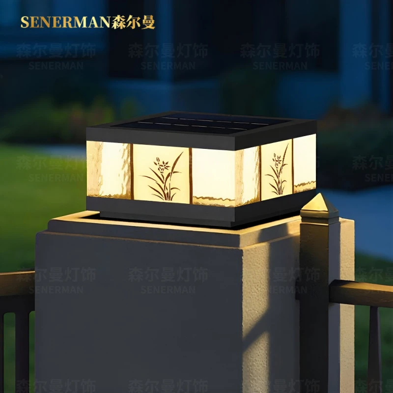太阳能柱头灯户外防水别墅庭院景观柱子围墙灯大门花园门柱两侧灯