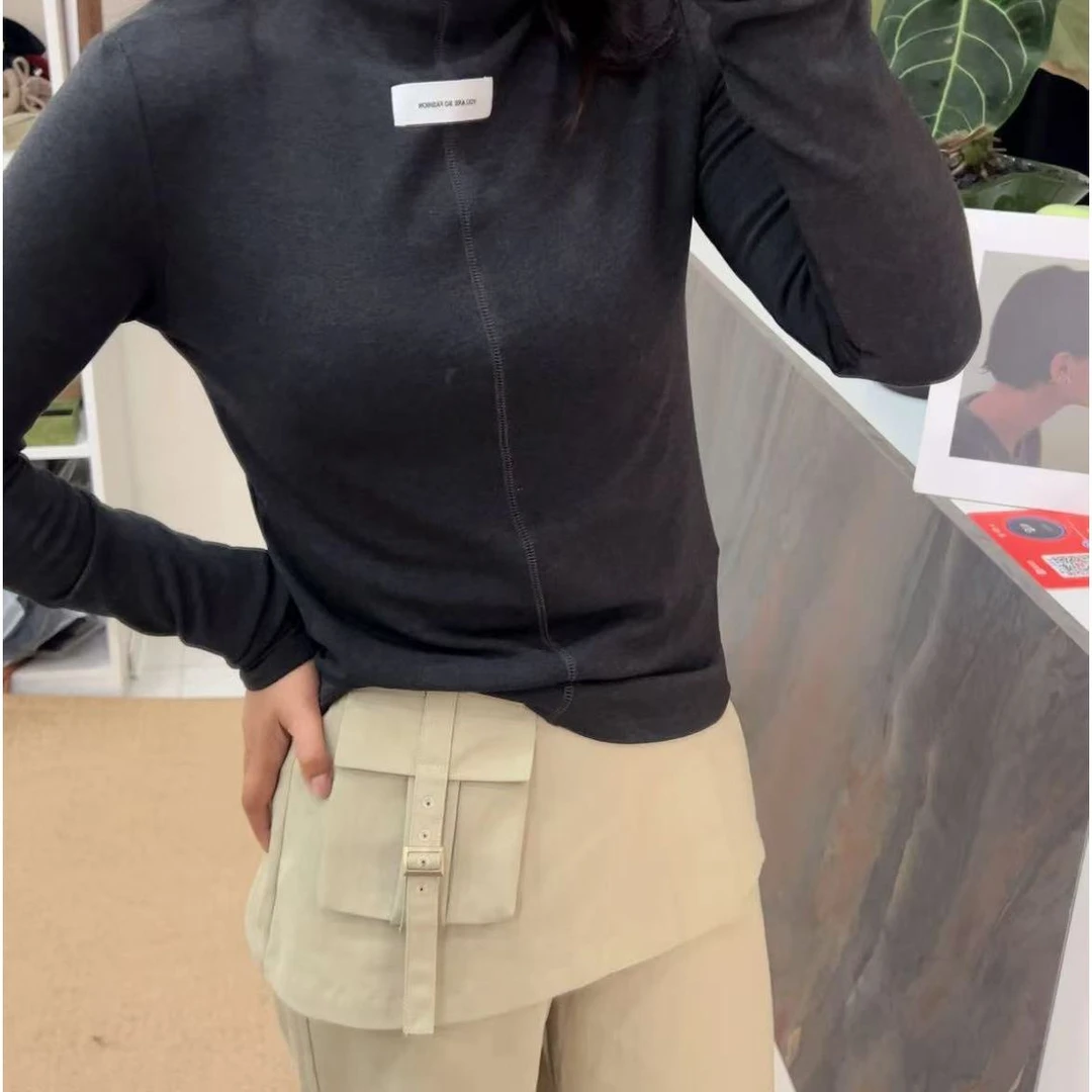 999款-秋冬新款时髦休字母高领长袖打底T恤上衣yy