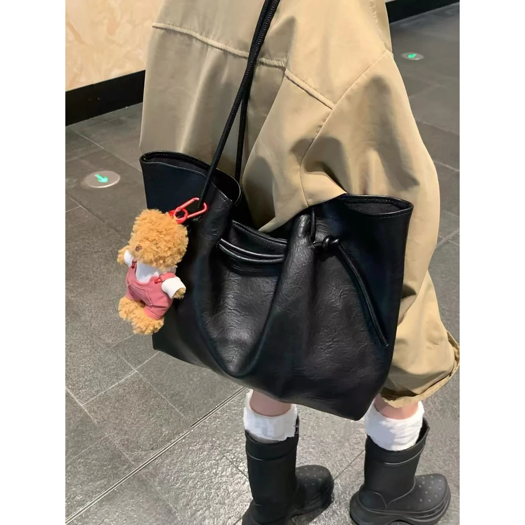 高级感复古绑带托特包女2025秋冬大容量单肩包时尚手提包包0002