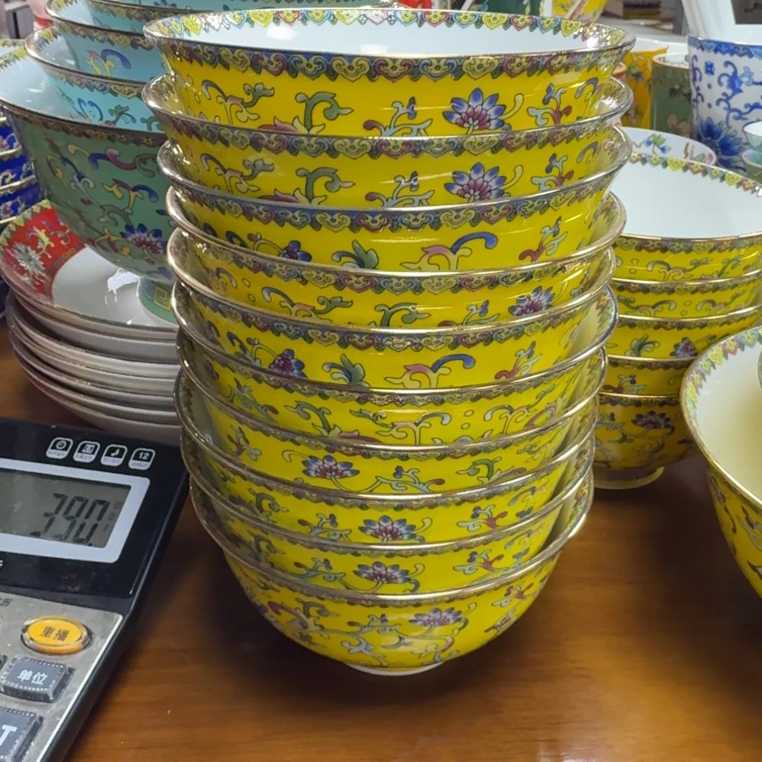 陶摆件10个4.7英寸高脚碗