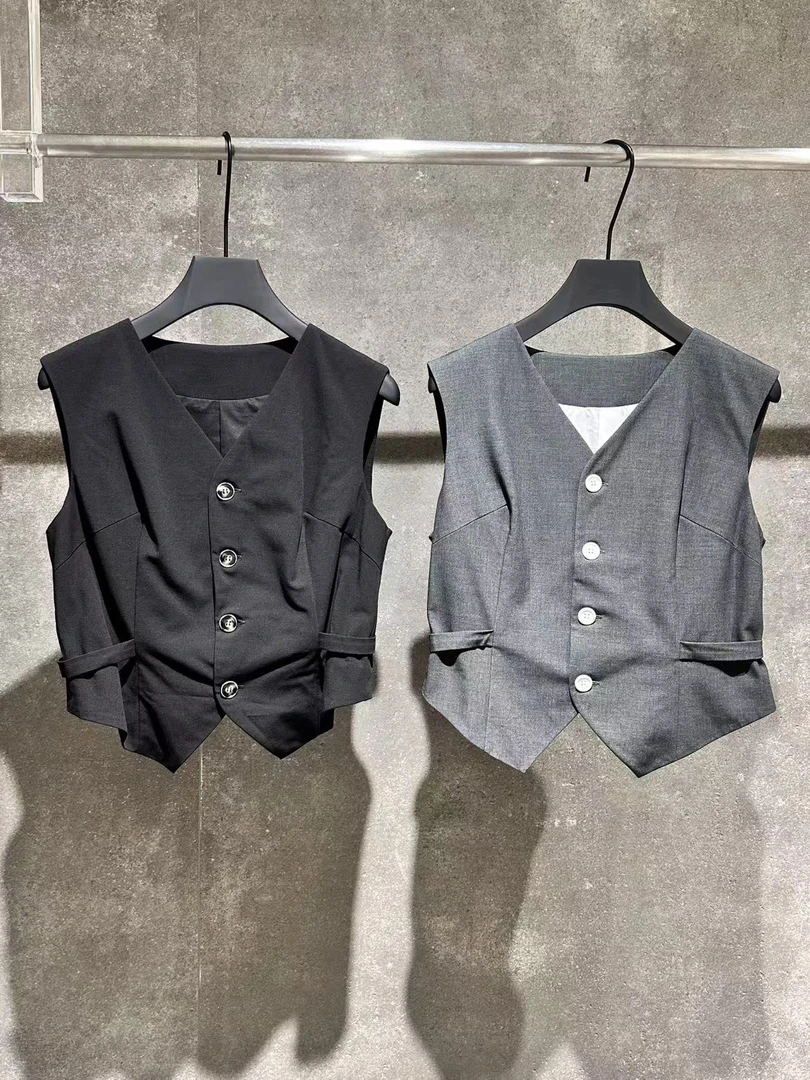 【Ann.G】F30401新款V领时尚西装短马甲女设计感小众百搭新款小背心