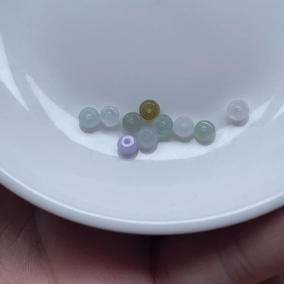 翡翠散珠翡翠算盘珠卡2.7。 10颗